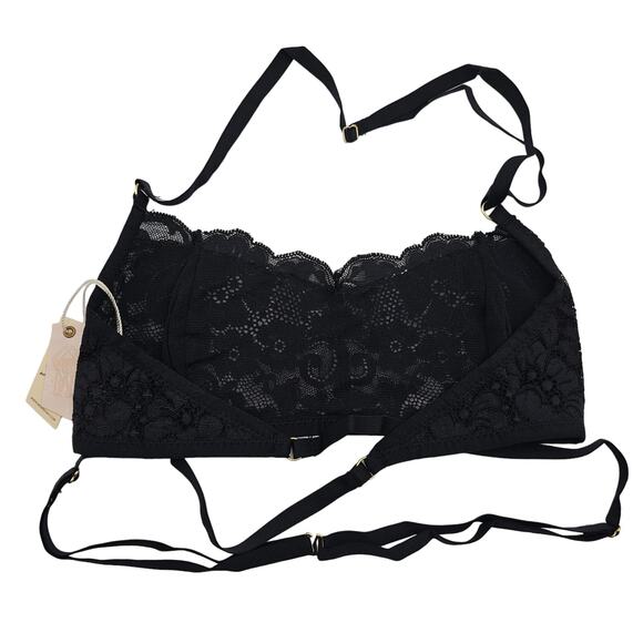 Free people We Are HAH Womans size S Don't Cross Me Halter Bralette Black NEW - Picture 3 of 8